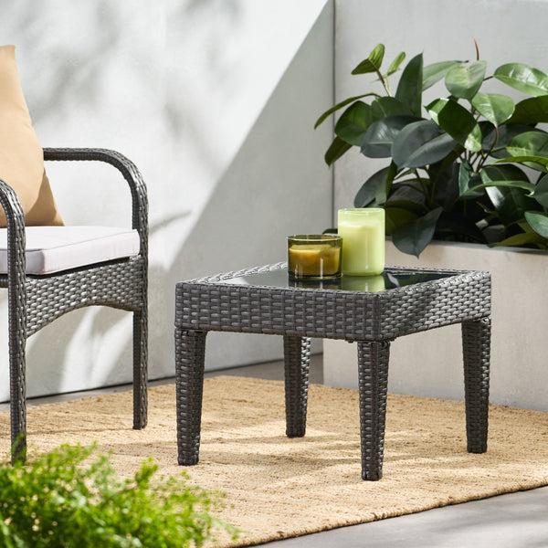 Gdf Studio Jermaine Outdoor Brown Wicker Side Table