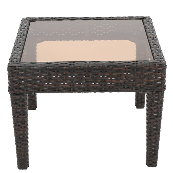 gdf studio Jermaine Outdoor Brown Wicker Side Table