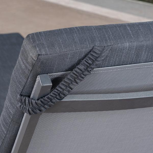 Gdf Studio Jerry Outdoor Dark Gray Outdoor Mesh Chaise Lounges With Black Aluminum Frame (Set Of 4)