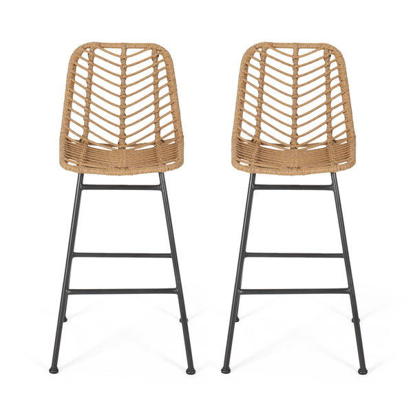 Gdf Studio Jessie Outdoor Wicker Barstools (Set Of 2)