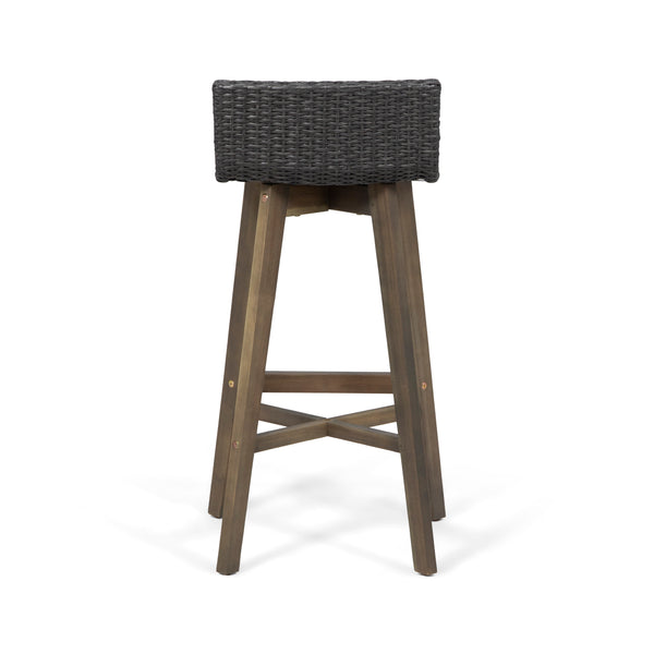 Gdf Studio Jessie Outdoor Wood & Wicker Barstools (Set Of 4)
