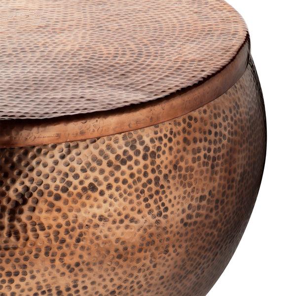 Gdf Studio Jessika Modern Round Hammered Aluminum Storage Coffee Table