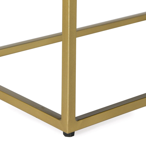 Gdf Studio Jill Contemporary Handmade Channel Stitch Ottoman Bench Dark Cream And Matte Gold