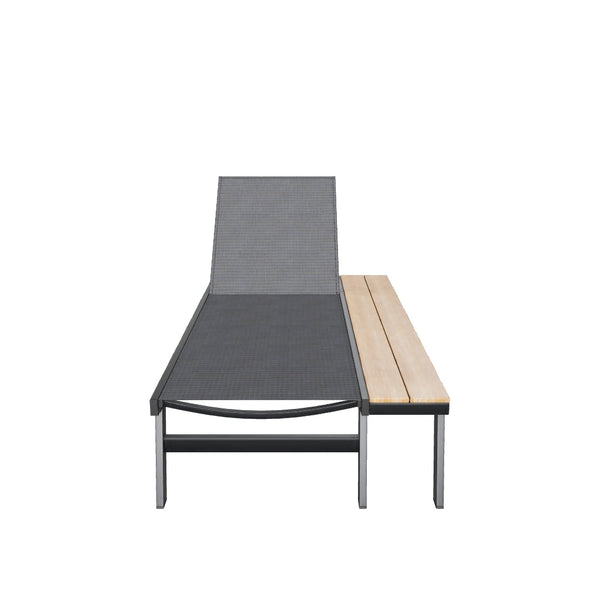 Gdf Studio John Outdoor Mesh And Aluminum Chaise Lounge With Side Table