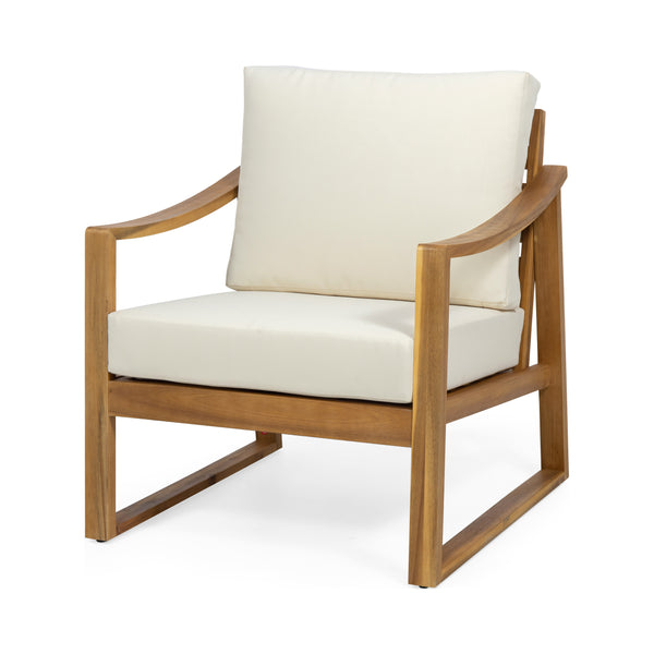 Gdf Studio Johnlucas Outdoor Acacia Wood Club Chair With Cushion