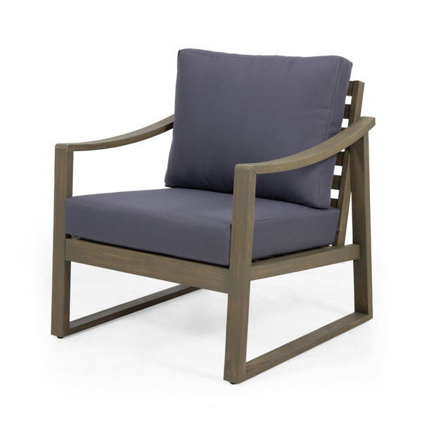 gdf studio Johnlucas Outdoor Acacia Wood Club Chair with Cushion