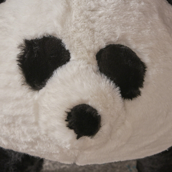 Gdf Studio Jom Kid's White And Black Furry Panda Ottoman