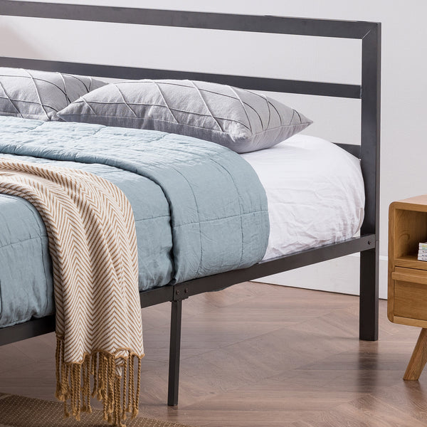 Gdf Studio Jones Minimalistic Modern Slat Iron Queen-Size Bed Frame