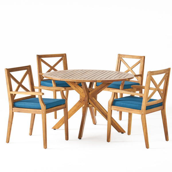 gdf studio Jordan Outdoor 5 Piece Acacia Wood Dining Set