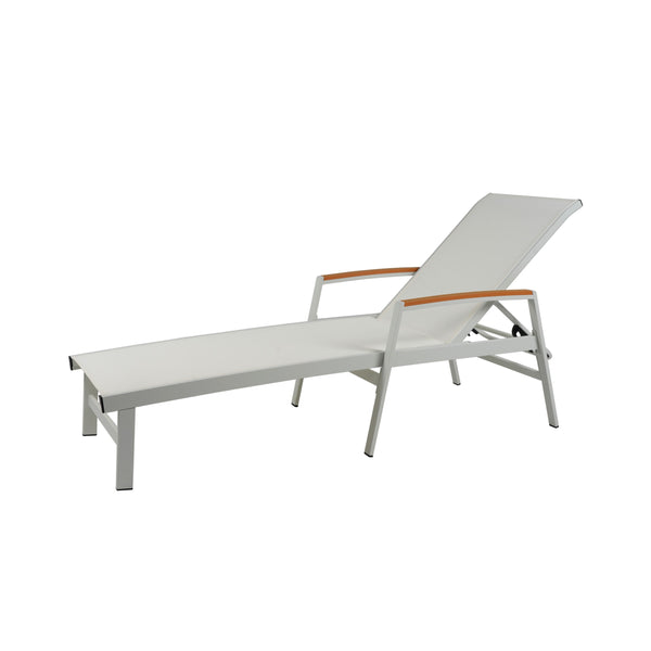 Gdf Studio Joy Outdoor Aluminum Chaise Lounge Set With C-Shaped End Table