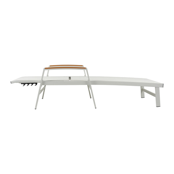 Gdf Studio Joy Outdoor Aluminum Chaise Lounge Set With C-Shaped End Table