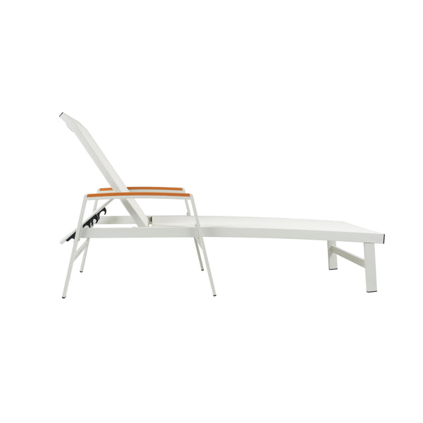 Gdf Studio Joy Outdoor Aluminum Chaise Lounge Set With C-Shaped End Table