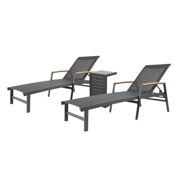 gdf studio Joy Outdoor Aluminum Chaise Lounge Set with C-Shaped End Table