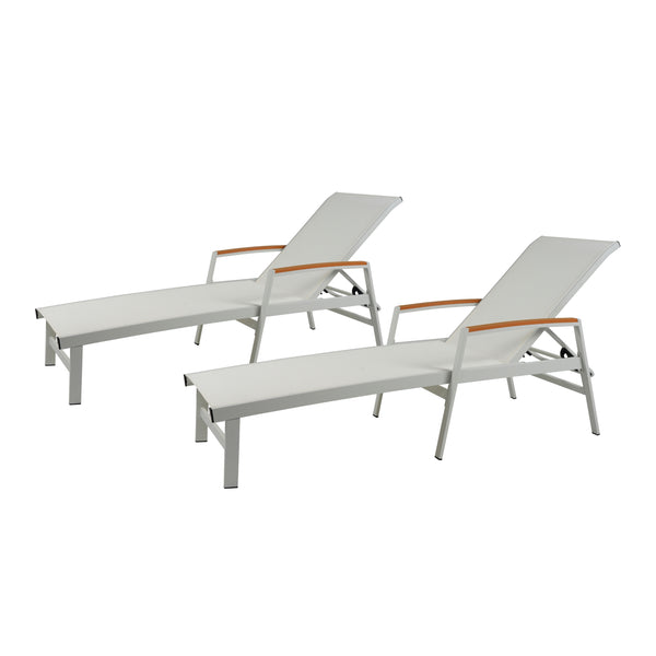 Gdf Studio Joy Outdoor Aluminum Chaise Lounge With Mesh Seating (Set Of 2)