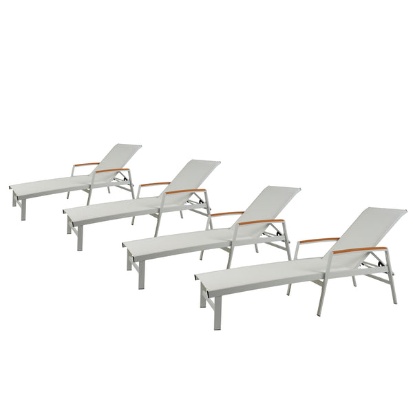 Gdf Studio Joy Outdoor Aluminum Chaise Lounge With Mesh Seating (Set Of 4)