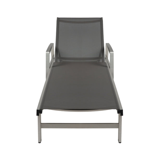 Gdf Studio Joy Outdoor Mesh And Aluminum Chaise Lounge