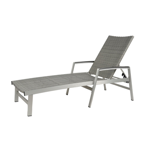 gdf studio Joy Outdoor Wicker and Aluminum Chaise Lounge Gray Finish