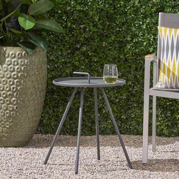 Gdf Studio Joyce Outdoor Modern 16.5" Side Table With Steel Legs