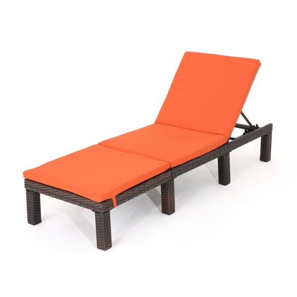 Gdf Studio Joyce Outdoor Wicker Chaise Lounge With Water Resistant Cushion
