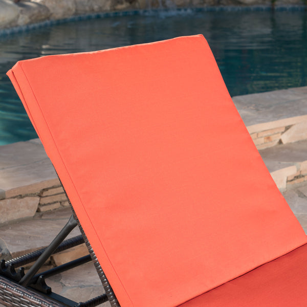 Gdf Studio Joyce Outdoor Wicker Chaise Lounge With Water Resistant Cushion