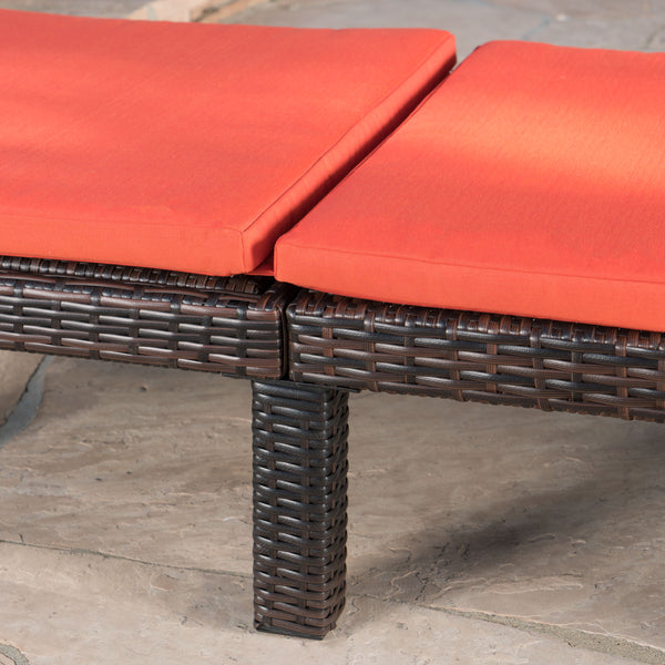 Gdf Studio Joyce Outdoor Wicker Chaise Lounge With Water Resistant Cushion
