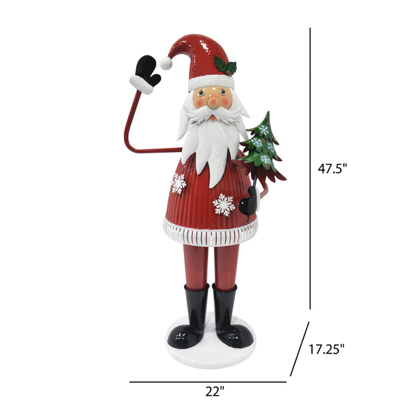 Gdf Studio JoyfulJingle Cheerful Santa Claus Holding Tree And Waving Christmas Decoration