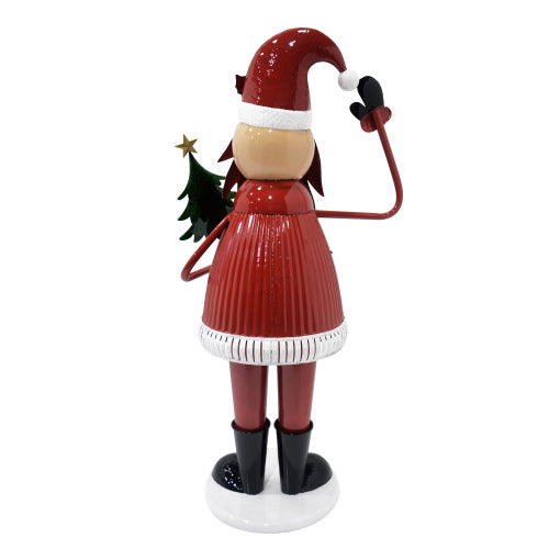 Gdf Studio JoyfulJingle Cheerful Santa Claus Holding Tree And Waving Christmas Decoration