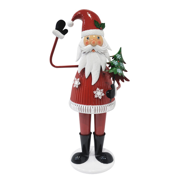 gdf studio JoyfulJingle Cheerful Santa Claus Holding Tree and Waving Christmas decoration