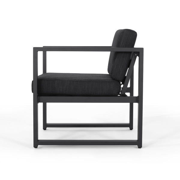 Gdf Studio Jude Outdoor Aluminum 4 Seater Chat Set With Fire Pit