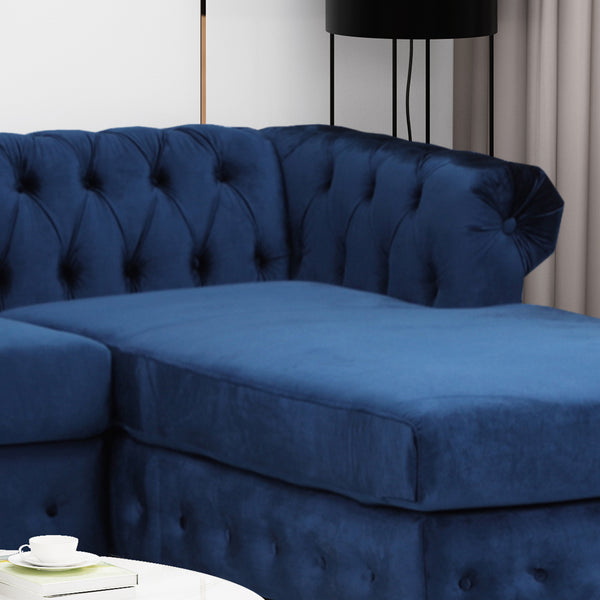 Gdf Studio Juelz Contemporary Velvet 3 Seater Sectional Sofa With Chaise Lounge