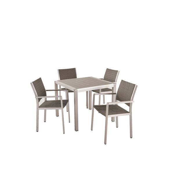 gdf studio Julia Patio Dining Set - 4-Seater - Anodized Aluminum - Wicker Seats