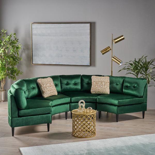 Gdf Studio Julian Nora Glam Velvet Modular 4 Seater Sectional
