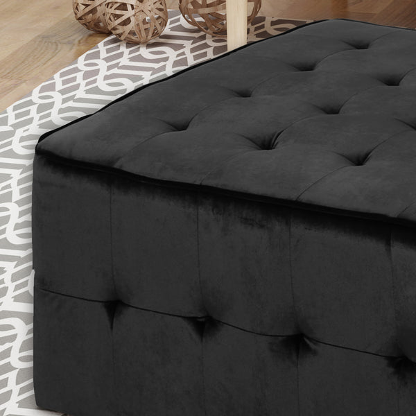 Gdf Studio Justin Modern Glam Tufted Waffle Stitch Velvet Square Ottoman Coffee Table