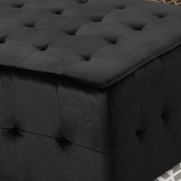 Gdf Studio Justin Modern Glam Tufted Waffle Stitch Velvet Square Ottoman Coffee Table