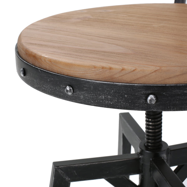 Gdf Studio Jutte Black Brush Silver Firwood Smooth Back Adjustable Bar Stool