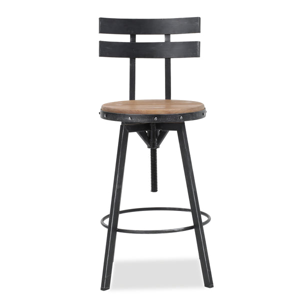 gdf studio Jutte Black Brush Silver Firwood Smooth Back Adjustable Bar Stool