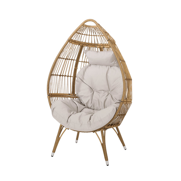 gdf studio Kabella Outdoor Wicker Freestanding Teardrop / Egg Chair