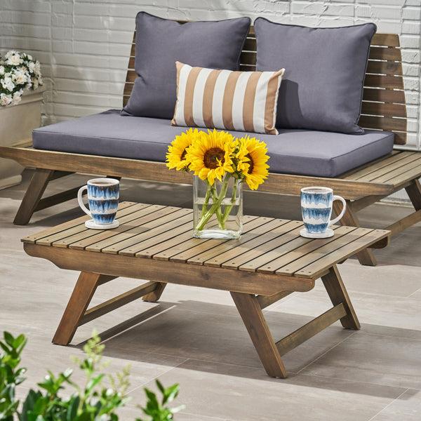 Gdf Studio Kailee Outdoor Wooden Coffee Table Gray Finish