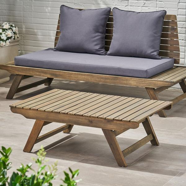 Gdf Studio Kailee Outdoor Wooden Coffee Table Gray Finish