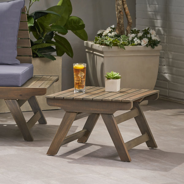 Gdf Studio Kailee Outdoor Wooden Side Table Gray Finish