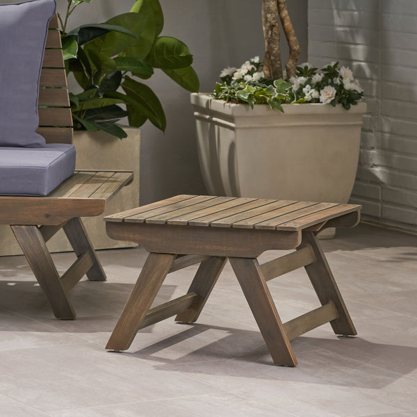 Gdf Studio Kailee Outdoor Wooden Side Table Gray Finish