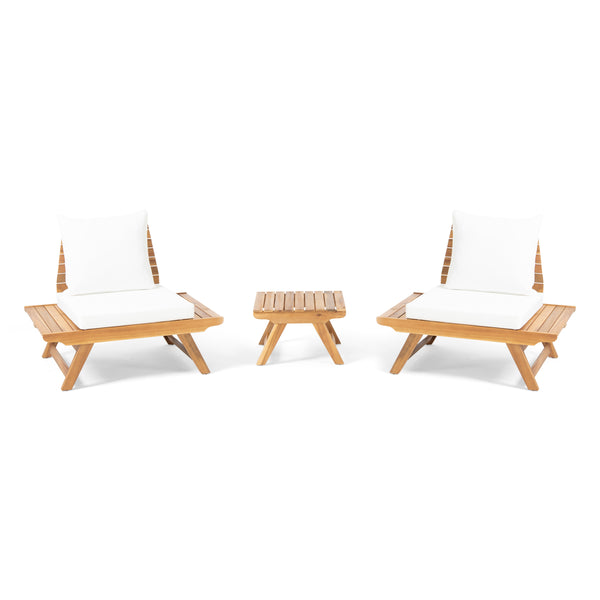 gdf studio Kaiya Outdoor 2 Seater Acacia Wood Club Chairs and Side Table Set
