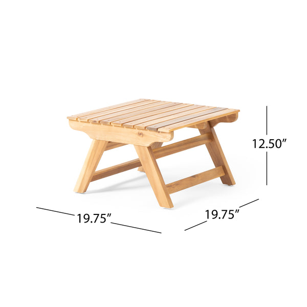 Gdf Studio Kaiya Outdoor Acacia Wood 6 Seater Chat Set With Side Table And Coffee Table