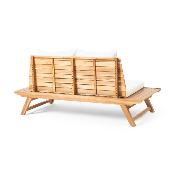 Gdf Studio Kaiya Outdoor Wooden Loveseat With Cushions