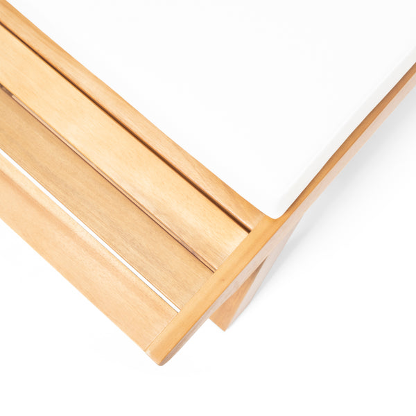 Gdf Studio Kaiya Outdoor Wooden Loveseat With Cushions