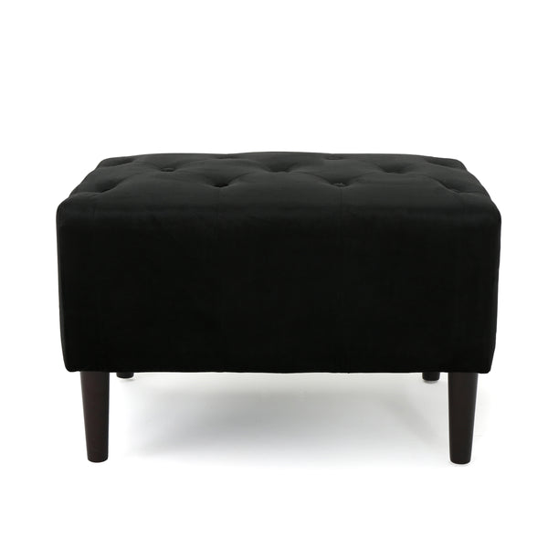 Gdf Studio Kalani Modern Glam Button Tufted Diamond Stitch Velvet Ottoman With Tapered Legs