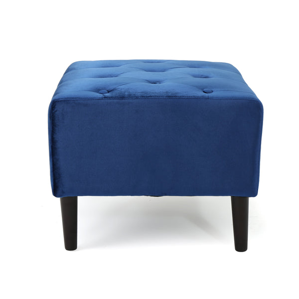 gdf studio Kalani Modern Glam Button Tufted Diamond Stitch Velvet Ottoman With Tapered Legs