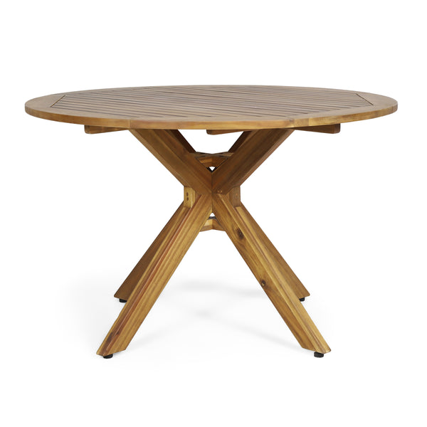 Gdf Studio Kally Outdoor Five Piece Acacia Dining Set Teak Finish