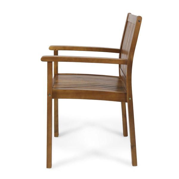Gdf Studio Kally Outdoor Five Piece Acacia Dining Set Teak Finish