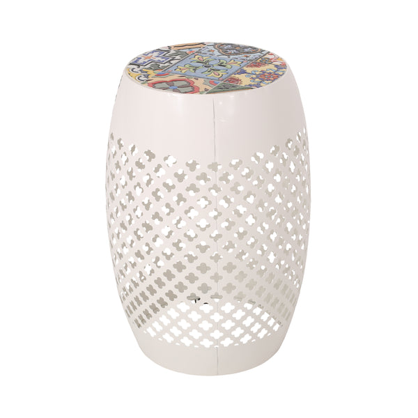 Gdf Studio Kalyse Outdoor Lace Cut Side Table With Tile Top